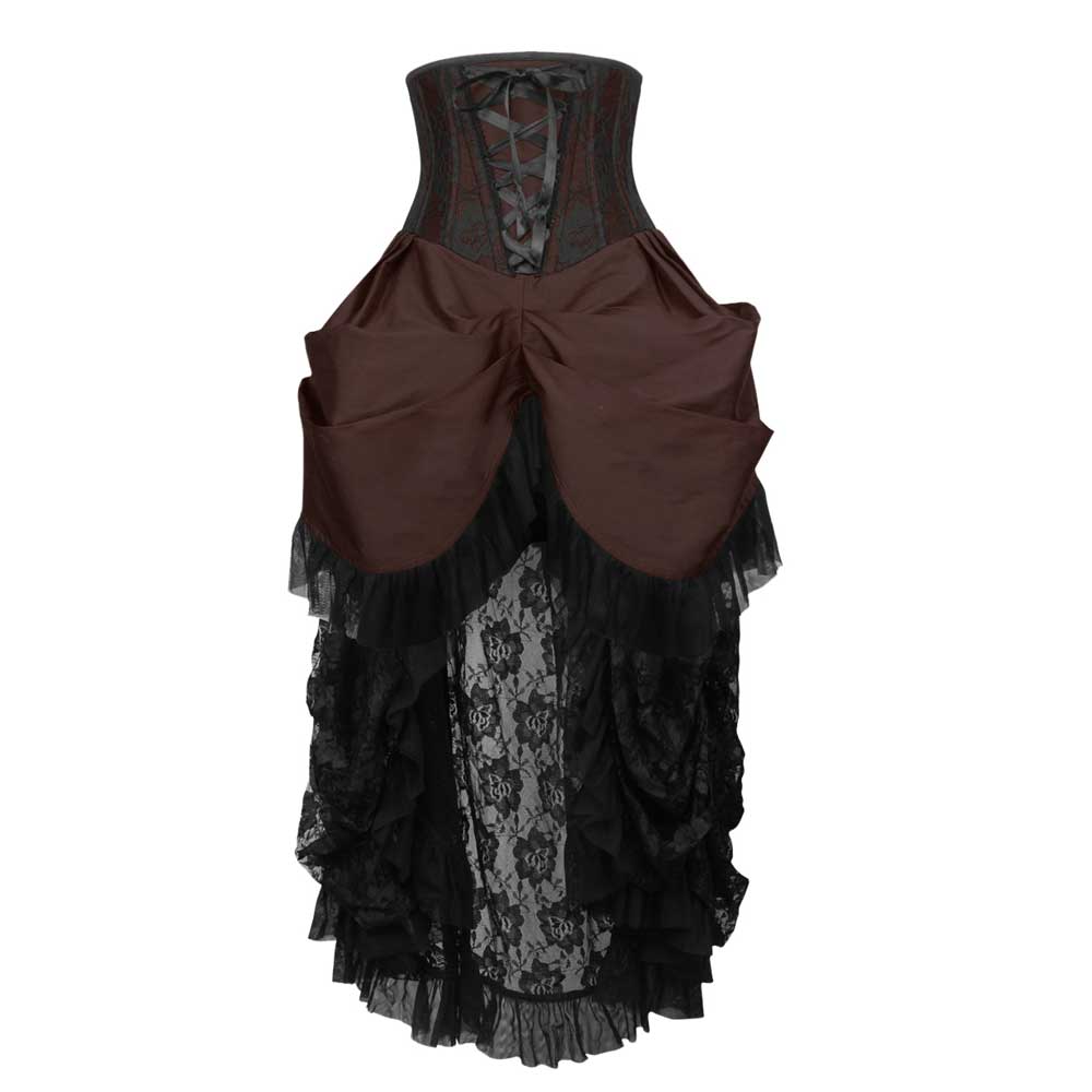 Attitude Corsets - Burlesque underbust corset Hoch niedriger Rock - Braun